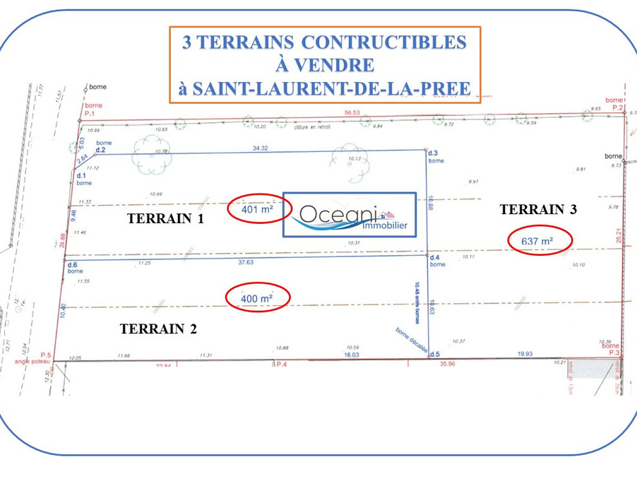 Vente Terrain SAINT LAURENT DE LA PREE 17450 Charente Maritime FRANCE
