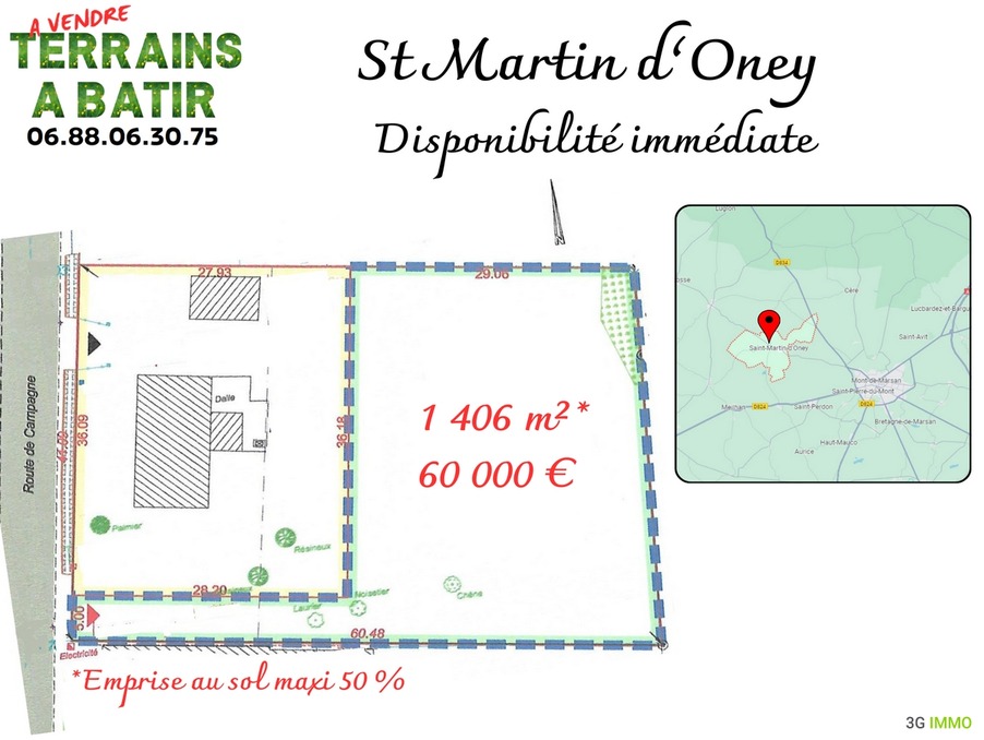 Vente Terrain SAINT MARTIN D ONEY 40090 Landes FRANCE