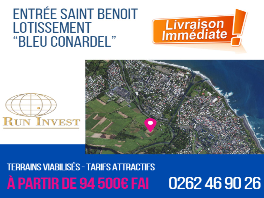 Vente Terrain SAINT-BENOIT 97470 La Runion FRANCE
